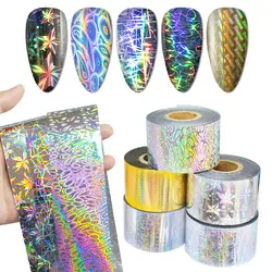 120M/Roll Holo Transfer Foil Nail Art Holographic Design Abstract Art Stickers 5 Patterns Available For Nails Foil DIY Nail Wrap