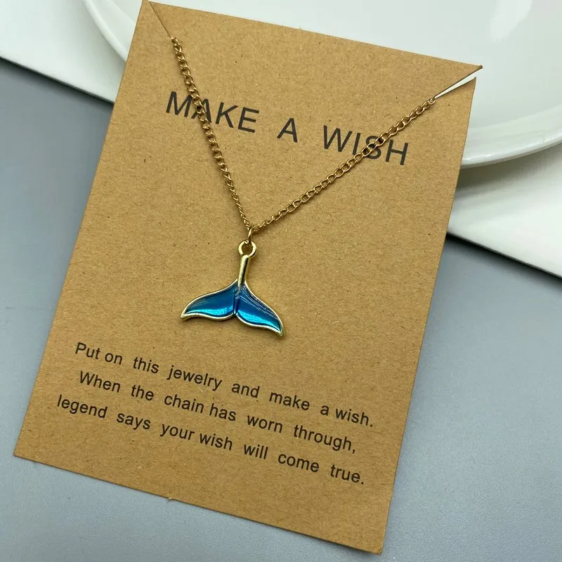 2021 New Fashion Women Necklace Gift Blue Whale Tail Neck Jewelry Golden Silver Color Animal Design Choker Necklace Wholesale