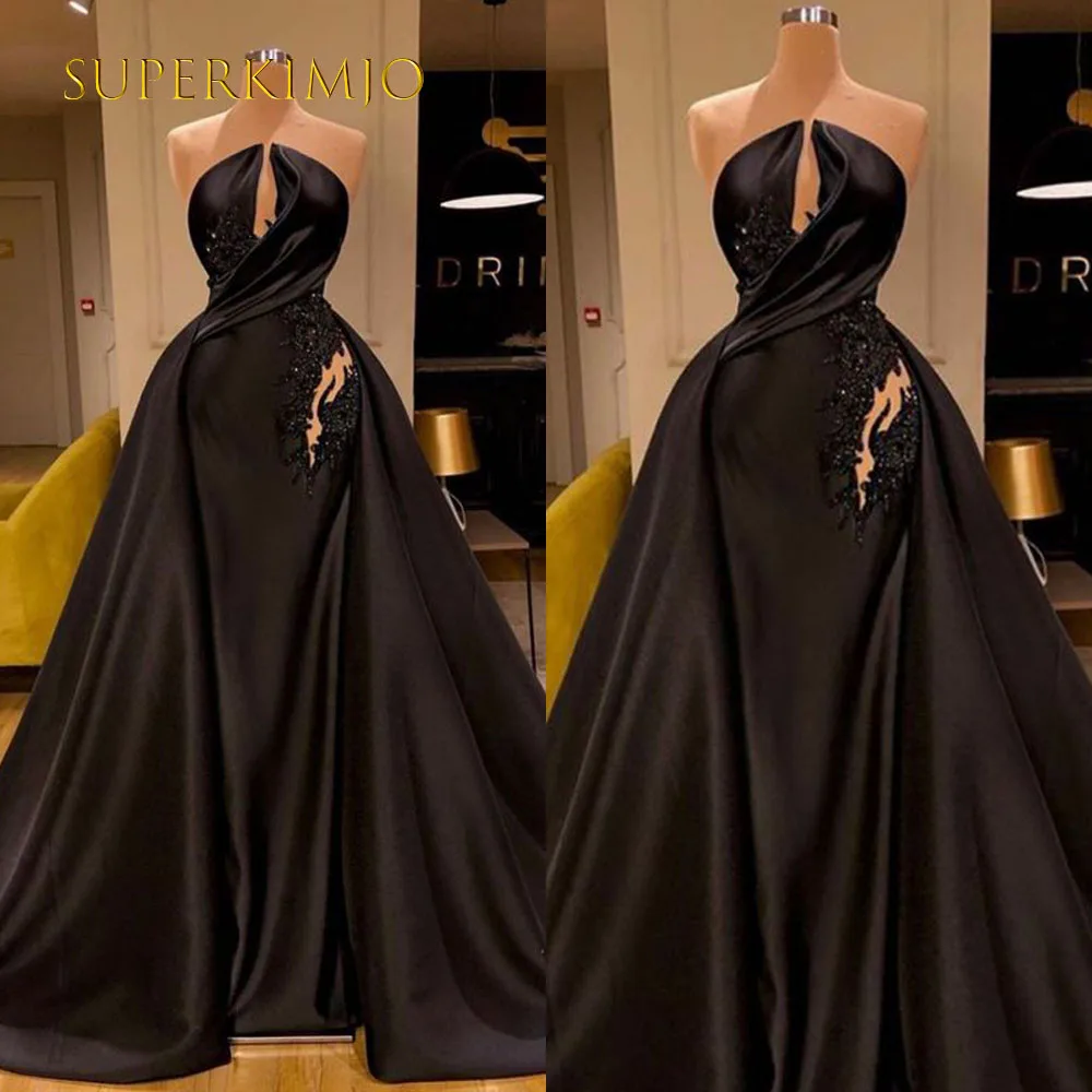 SuperKimJo – Robe De Bal noire avec jupe, en dentelle, avec des appliques De perles, élégante tenue De Bal