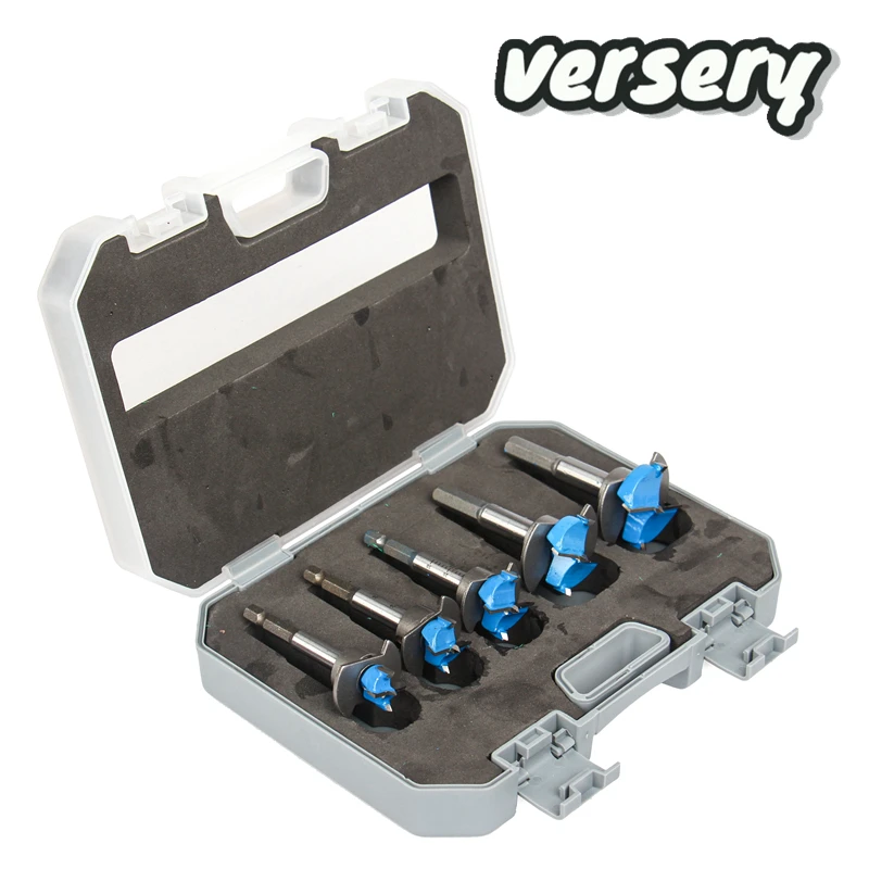 Versery 5PCS/SET 15-35mm Adjustable Positioning Woodworking tools drill bits Hole Saw Set Hard Alloy Forstner Drill DIY