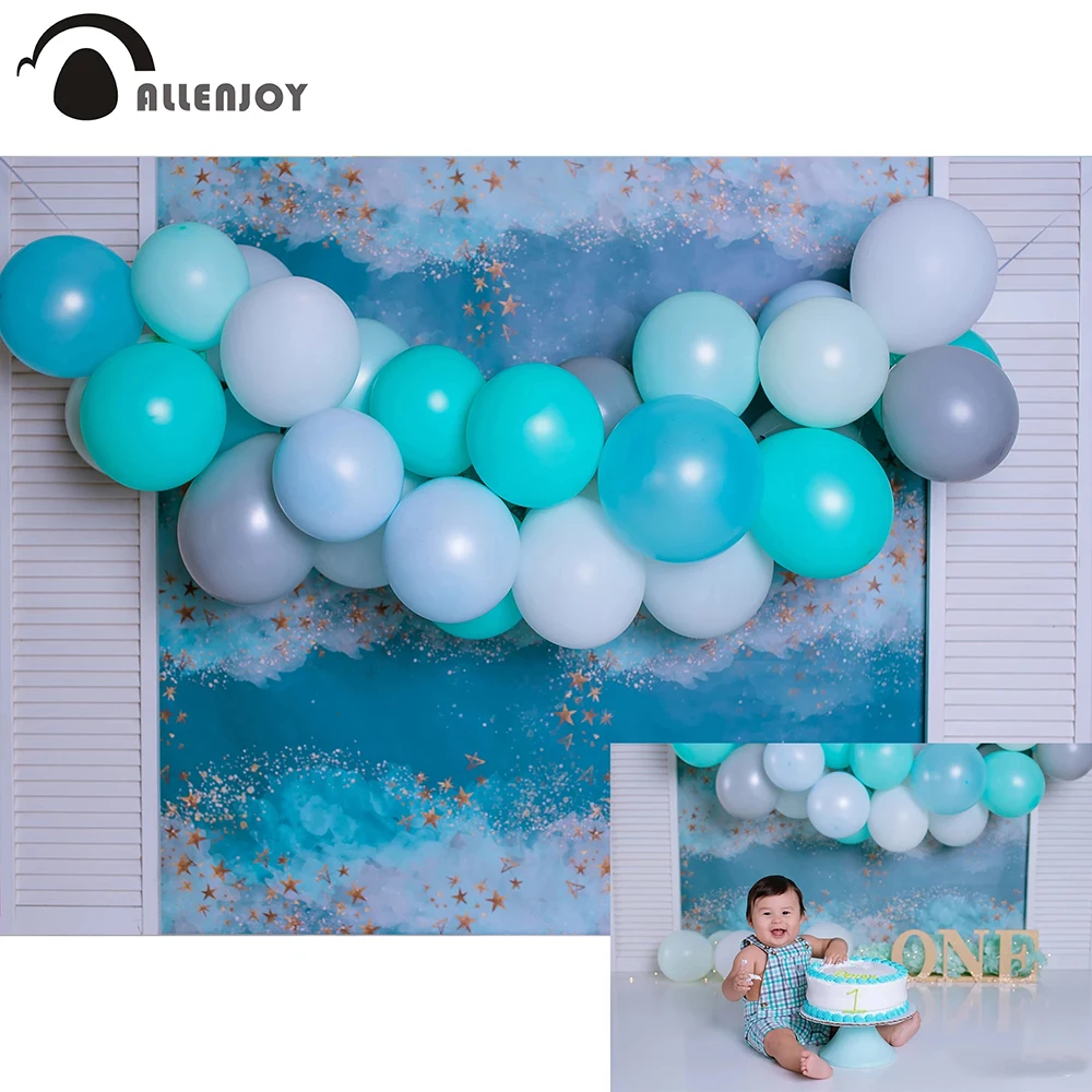 

Allenjoy Cloud Glitter Star Sky Pastel Bokeh Backdrop Smash Cake Balloons Wall Decor Baby Shower Birthday Photography Background