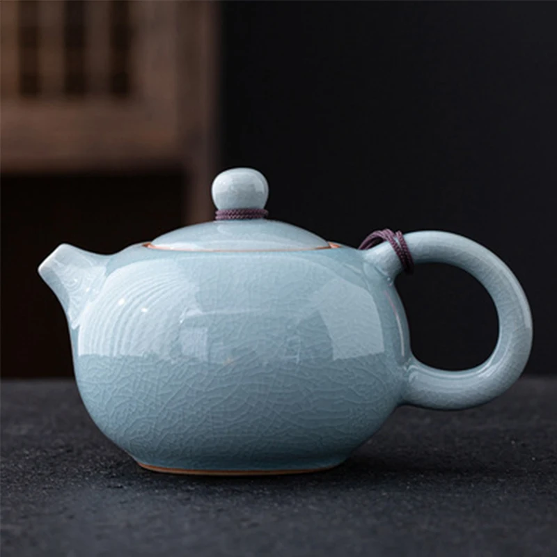 LIZAOTAO Ge Kiln Ceramic Single Pot Handmade Chinese Style Ice Crack Opening Can Raise Xi Shi Pot Household Kung Fu Teapot