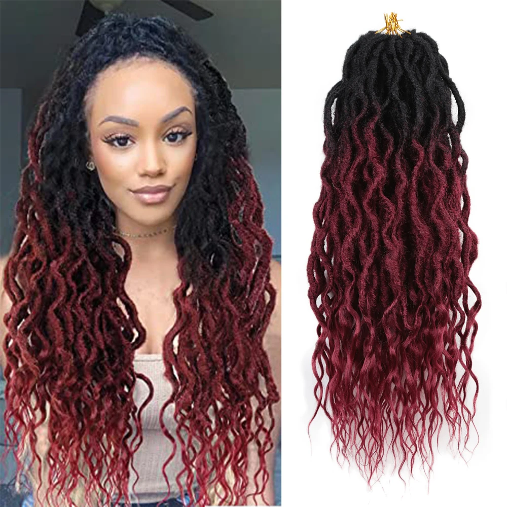 Wave Faux Locs Crochet Braid Hair Synthetic Dreadlocs Braiding Hair Extension 16-24Inch Ombre Goddess Locs Hair For Women