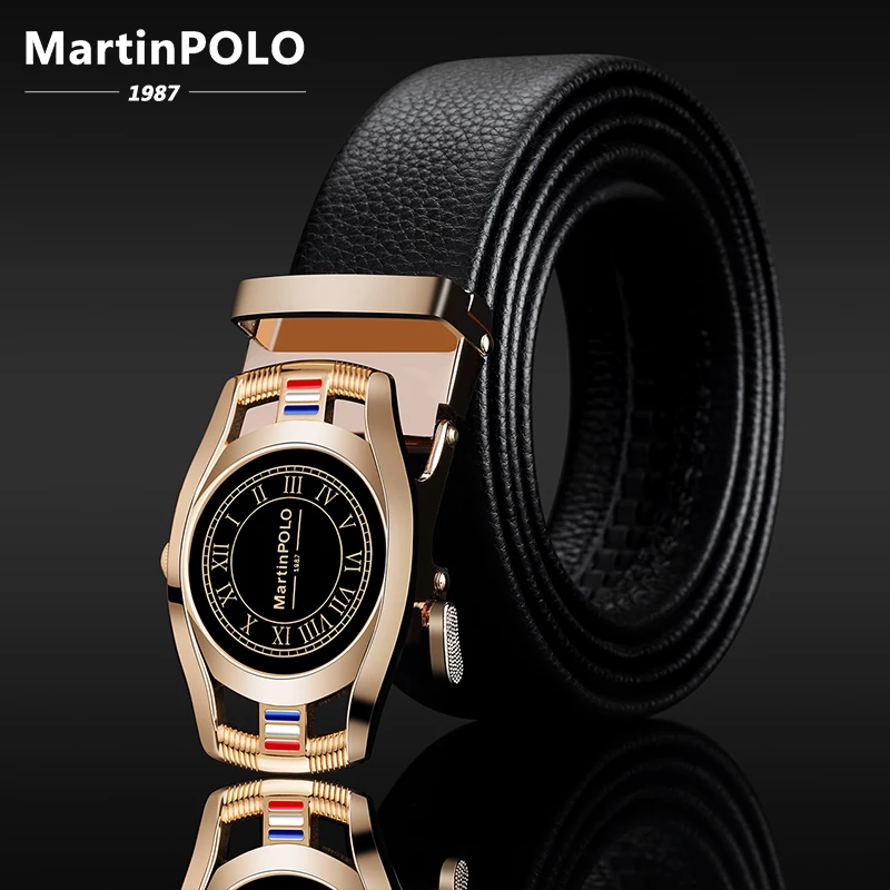 

MartinPOLO Genuine Leather Belt Men Cowskin Strap Luxury Belts For Male Alloy Automatic Buckle Fashion Belt Width 3.5cm