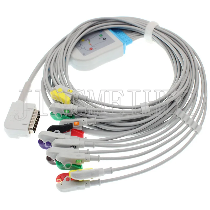 Compatible with DB 15P Kanz PC-109 ECG108/110/1203/1205 ECG EKG 10-Lead cable,no Resistance ,3m of cable.