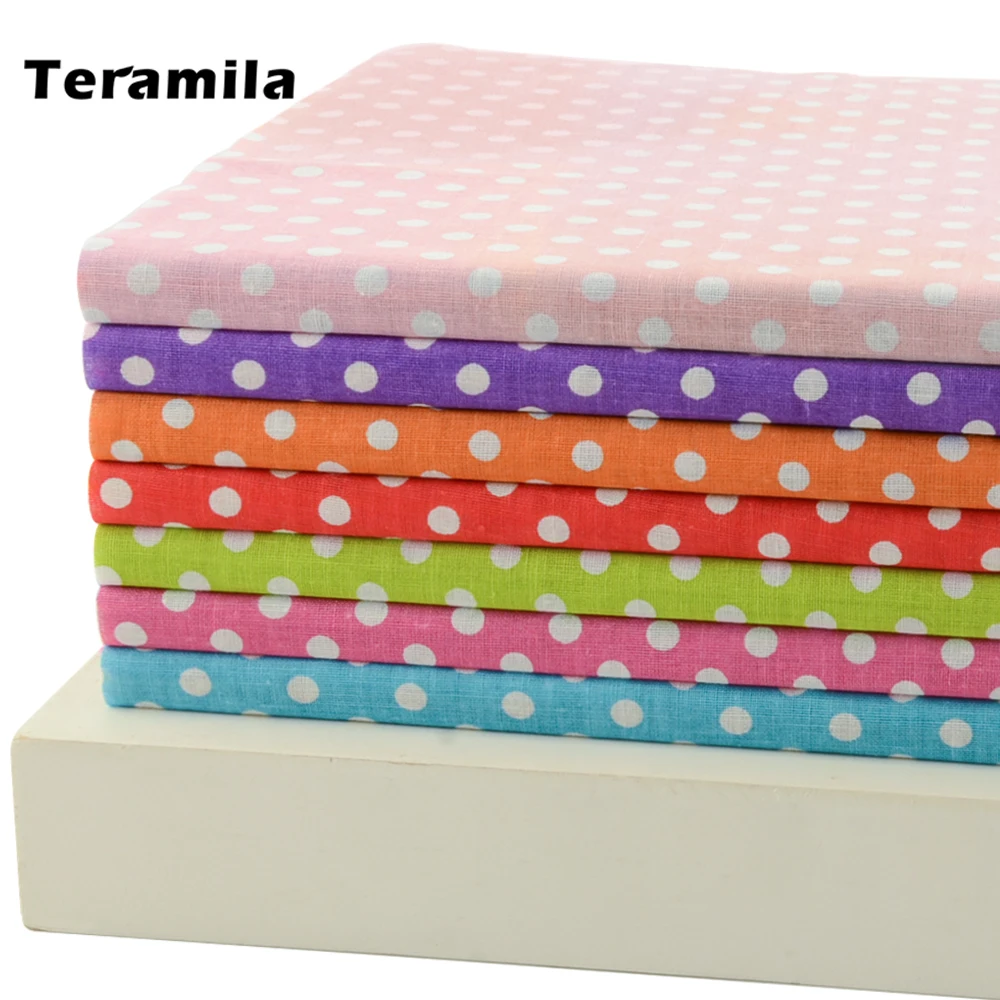 

Teramila 100% Cotton Fabric 7PCS Mixed Fat Quarters Dots Design Bundle Tildas for Quilting Meter Fabric Square Sewing Patchwork