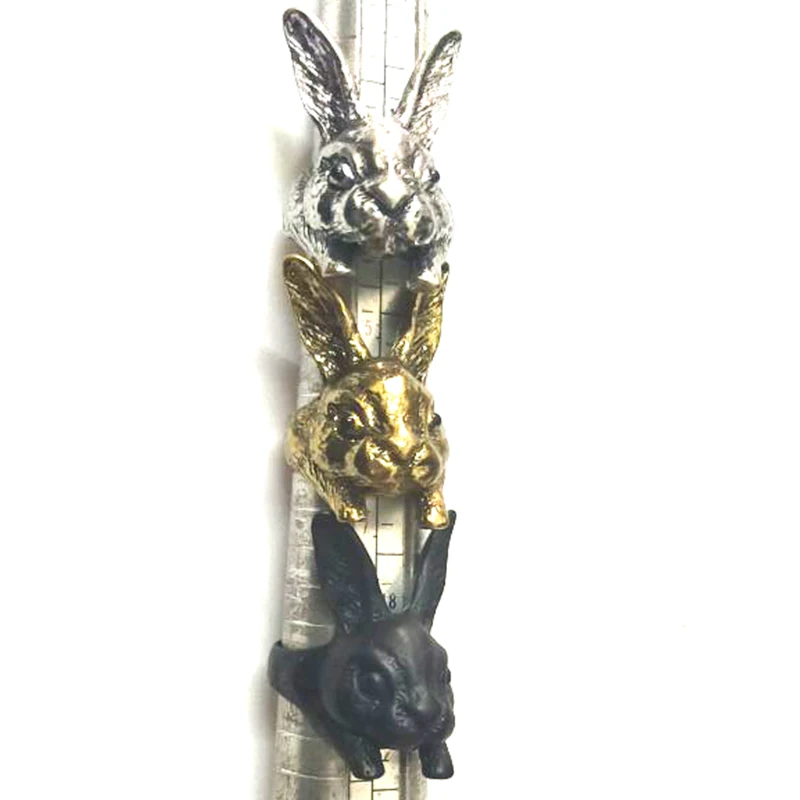 Dropshipping Cute Rabbit Vintage Hippie Ring Ancient Silver Plated Shaped Animal Wrap Adjustable Size Handmade Fashion Jewelry