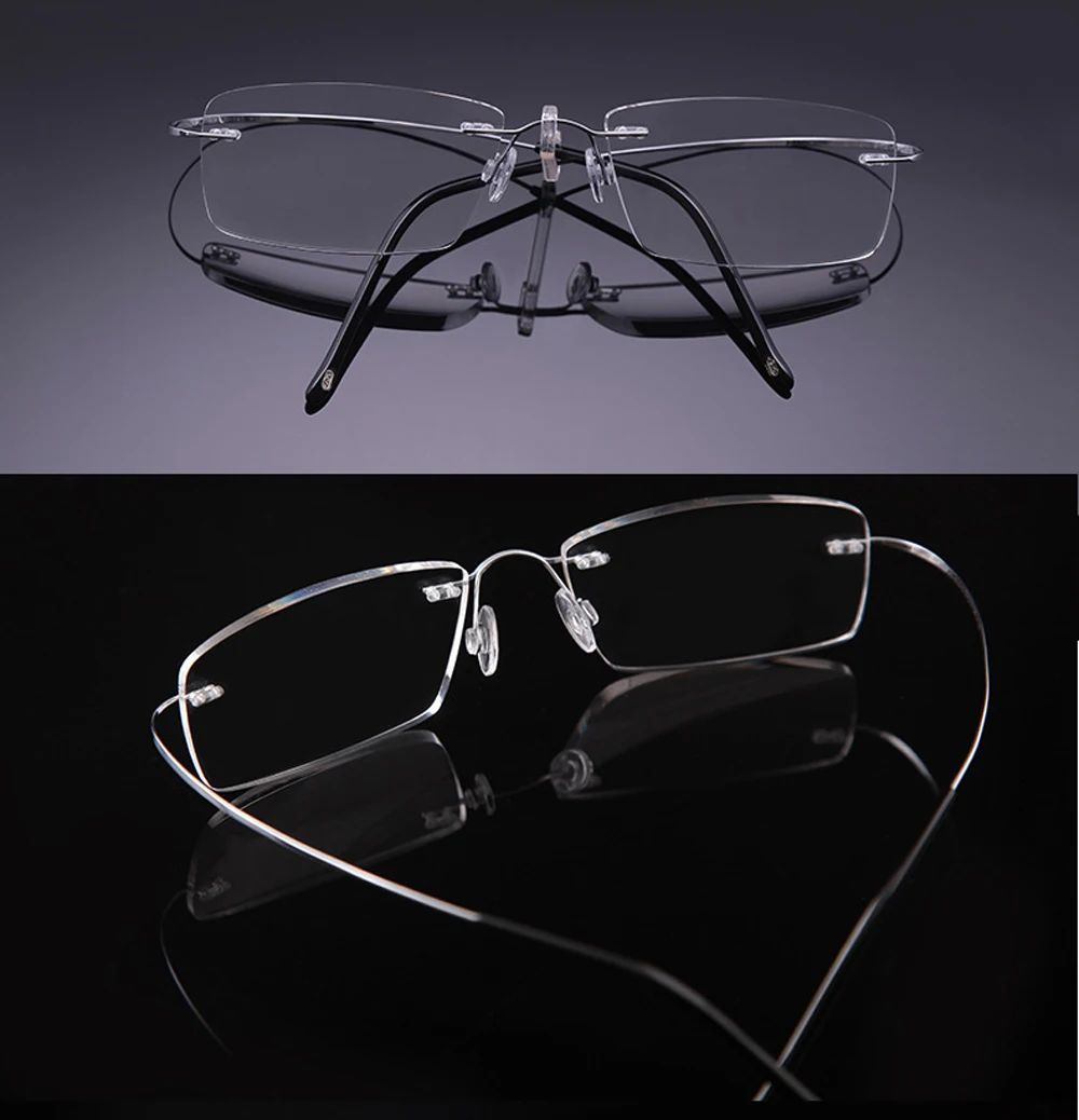 Titanium Alloy Ultralight Reading Glasses Women Men Rectangle Rimless Commercial Anti Blu Anti Fatigue +0.75 to +4