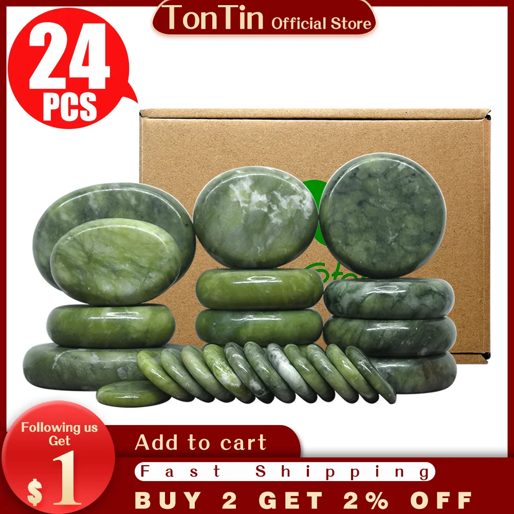 

Tontin Jade glaze hot stone massage Set massager back massageador Health Care stones for massage spine basalt lava stone spa