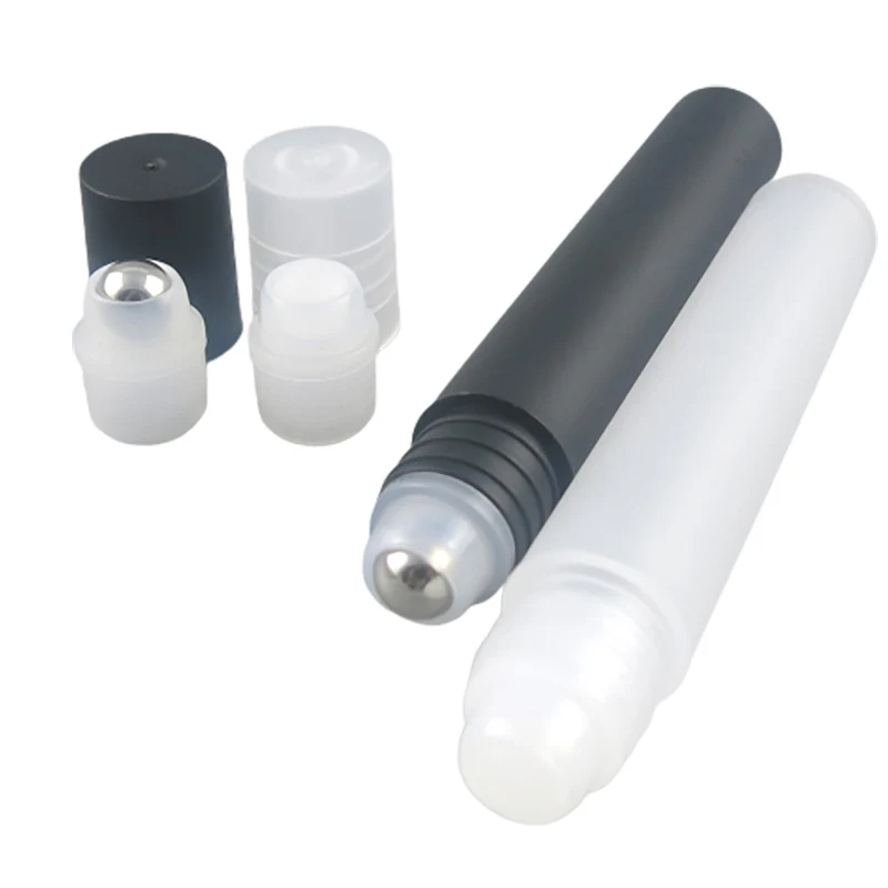 24 x 5ml 8ml 10ml 12ml  Refillable Empty Frost Black White Roll on bottle with Plastic Metal Ball 10cc  Eye Cream Roll On Bottle