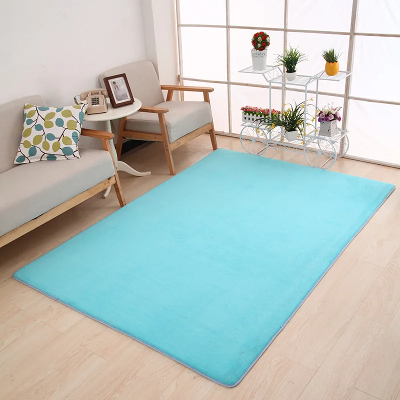 Solid Color Carpet Soft Coral Velvet Infant Crawling Protection Pads Bedroom Bay Window Floor Mat Kitchen Absorbent Non-Slip Rug