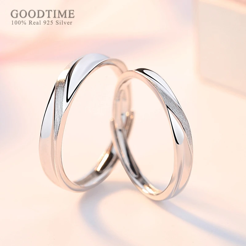 Fashion Wedding Couple Rings 100% Real 925 Sterling Silver  Wedding Brushed Frosted Band Jewelry Lover Anniversary Gift