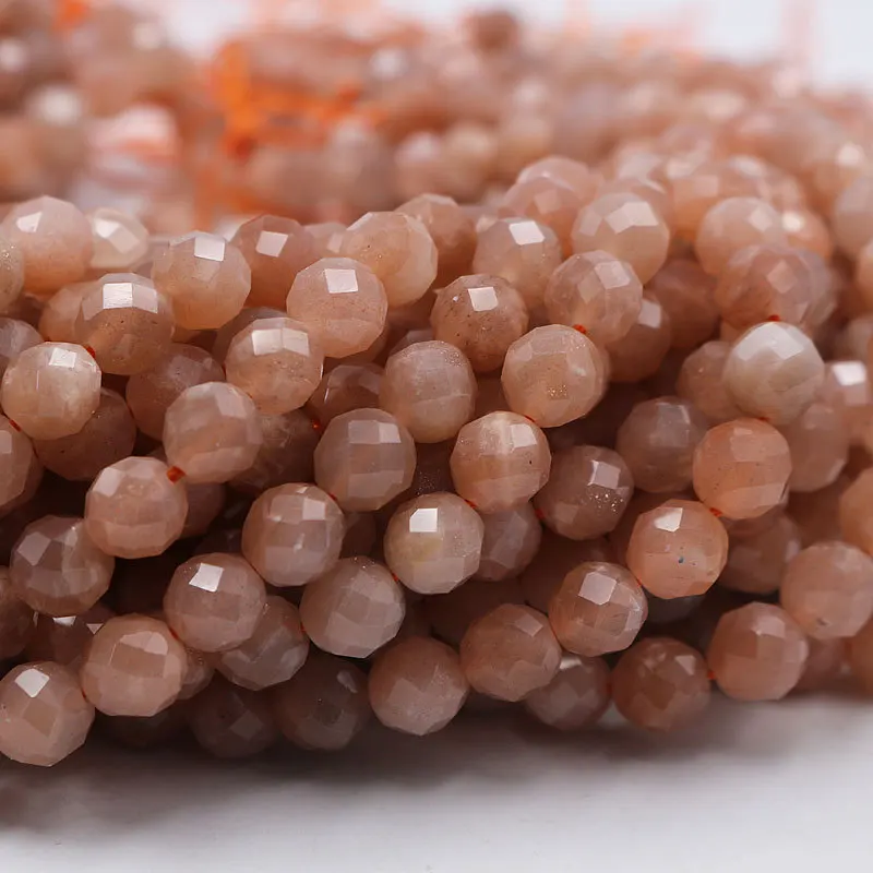 

Round Natural Sun Stone Beads 6mm 8mm Loose Faceted Cutting SunStone Beads For Jewelry Making DIY Strand 15''