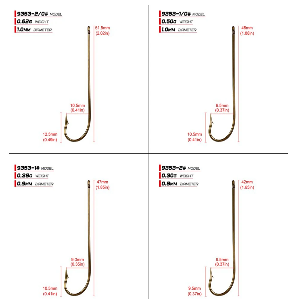 Ganchos de pesca de aço carbono, ouro gancho farpado para macio farpado, alto carbono, isca afiada, 9353, 10Pcs