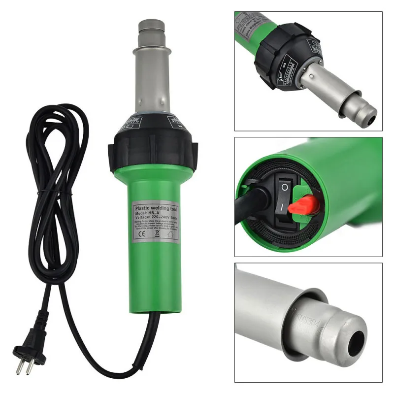 1600W Hot Air Torch Electric Heat Gun Plastic Welding Torch Spot Welding Machine Hand Tool with 6PCS Nozzle Welding Accessories