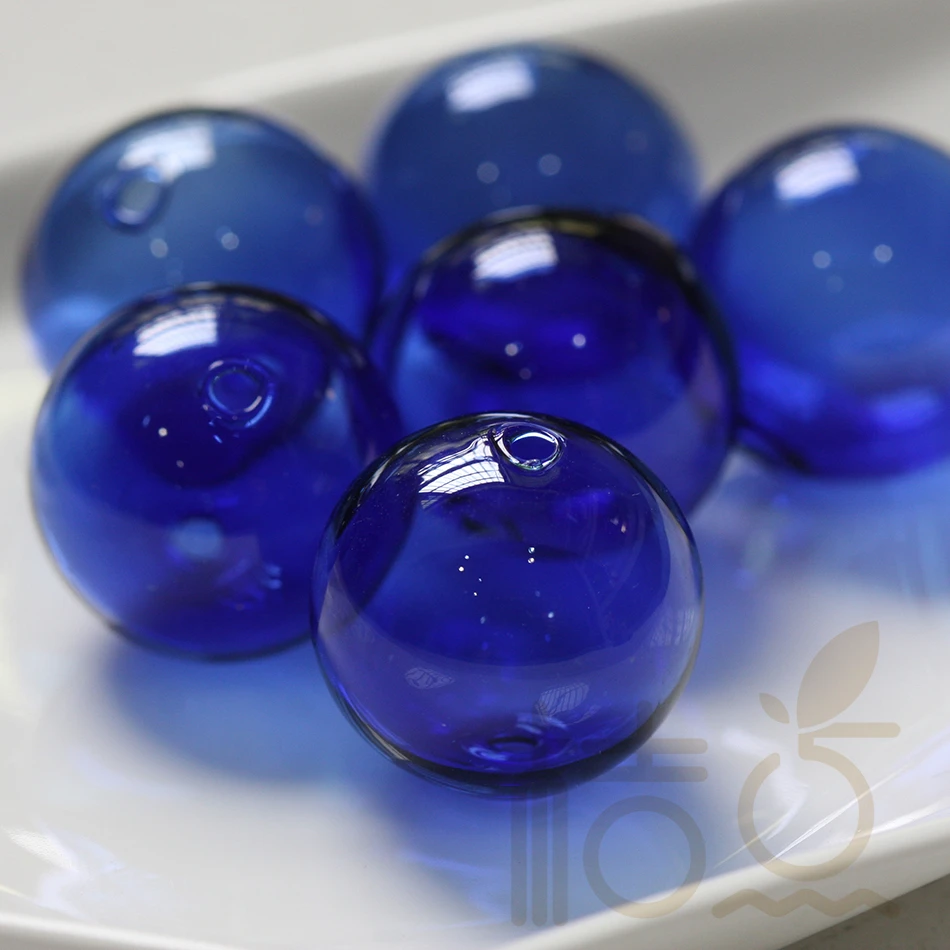 4 Pieces Hand Blown Hollow Glass Beads With Regular 2 Holes (18H17H)