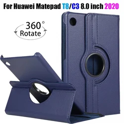 360 Degree Rotating Smart Case For Huawei Matepad T8 8.0 inch Honor X7 8inch 2021 Leather Stand Tablet Cover For MediaPad C3 8in