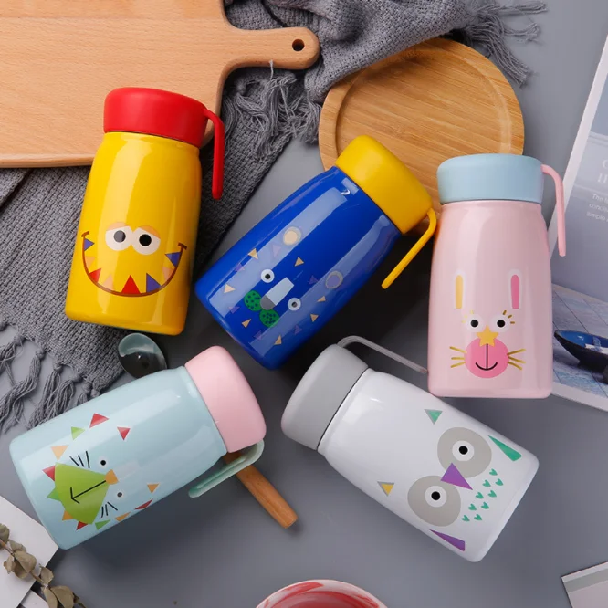 

380ml Baby Feeding Cartoon Thermos Cup Bottle Stainless Steel Thermo cup Vacuum Thermal Mug Funny Birthday Couple Gift kid