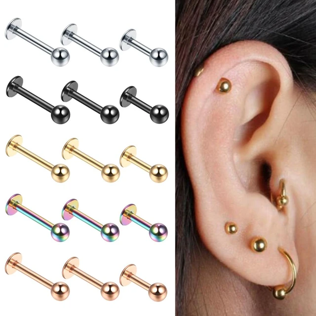 10pcs lot Steel 16G Tragus Helix Bar 3mm Ball Labret Lip Bar Rings Stud Cartilage Ear Piercings Body Jewelry For Women Men AliExpress