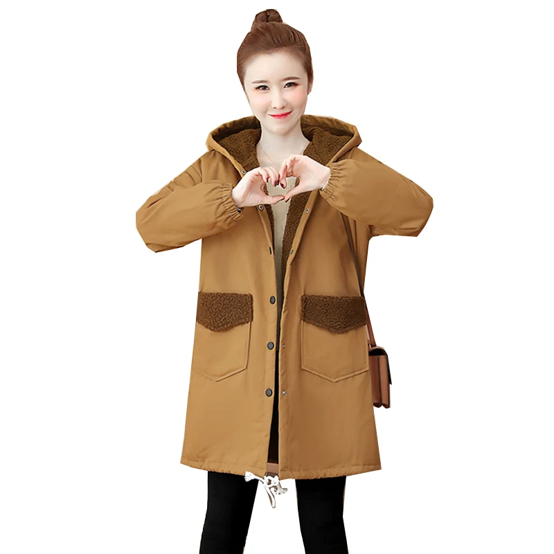 

Femme Jacket New Female Mid Long Wadded Jackets Women Hooded Thick Cotton Warm Coat Winter Parkas Overcoats 5XLA341