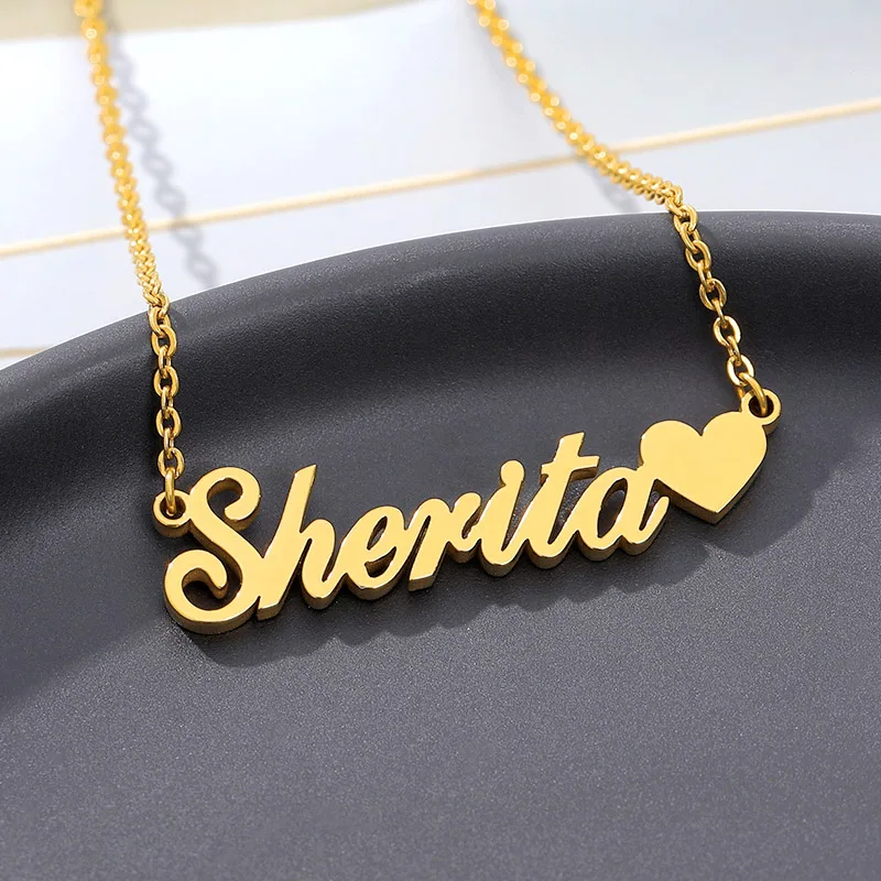 Personalized Name Heart Necklace For Women Stainless Steel Chain Custom Name Necklaces With Heart Christmas Jewelry Girls Gift