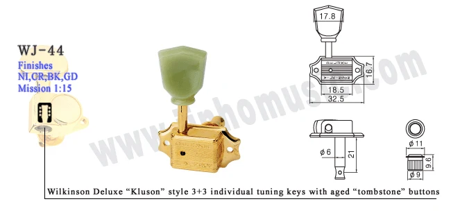 Wilkinson-afinador de cabezales de máquina de guitarra eléctrica, clavijas de afinación de WJ-44 para LP SG, 1 Juego, 3R-3L