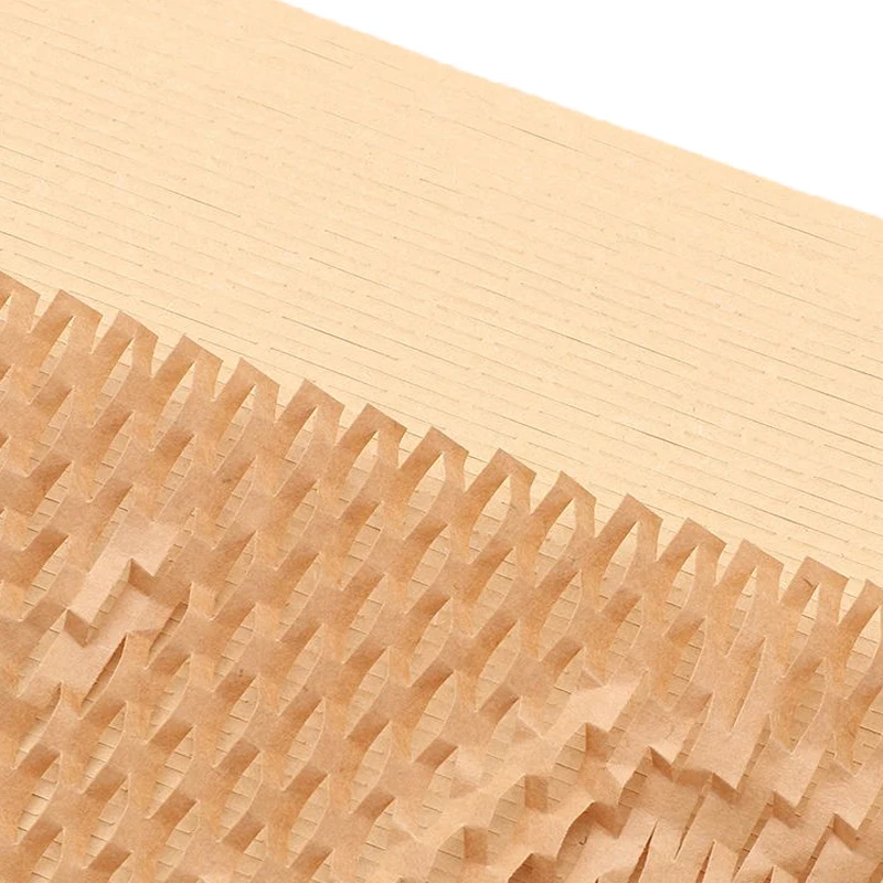 Hysen Factory 38cm*30m Wood Color Renewable Kraft Paper For Online Shopping Packaging Honeycomb Wrap