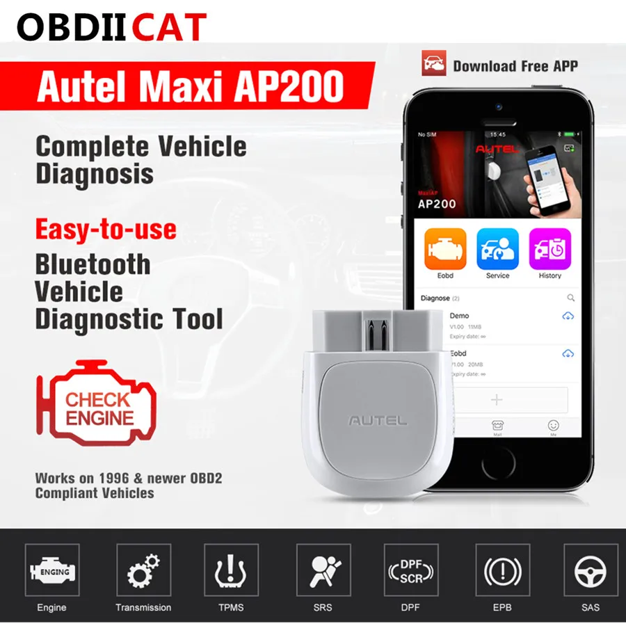 Autel AP200 V1.40 Bluetooth OBD2 сканер автомобильный OBD 2 TPMS считыватель кодов автомобильный диагностический инструмент PK Thinkcar Thinkdiag Easydiag