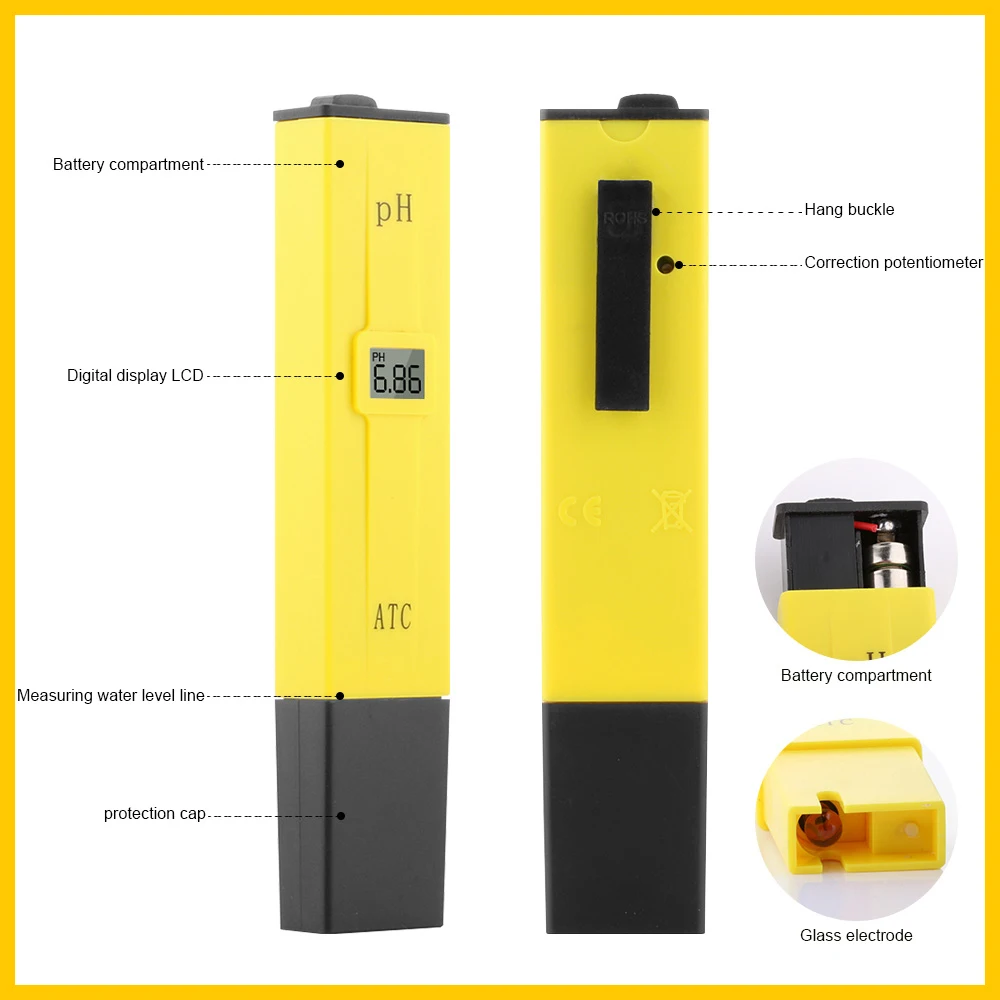 New Protable LCD Digital PH Meter Pen of Tester  intrumentos de medidas garden hydroponics Wine Urine Aquarium Pool Water PH-009