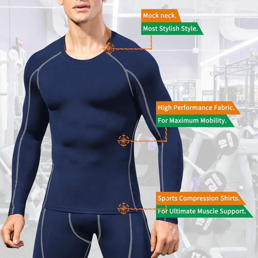 New Quick Dry Running Compression Shirt Men Fitness Long Sleeves Running Men Gym Shirt Tight Men Bodybuilding Sport T-shirt