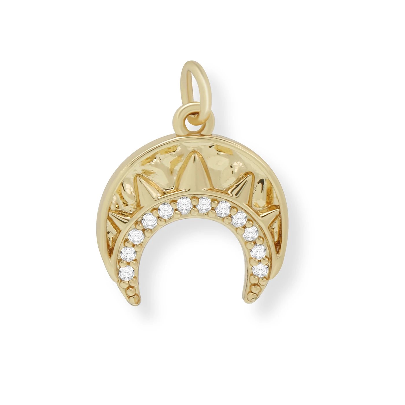 Aaa Zirconia Crystal Vergulde Maan Hanger Voor Ketting Oorbellen Ingrediënten Cz Gold-Vis Dubbele C Sieraden bevindingen Aanwezig