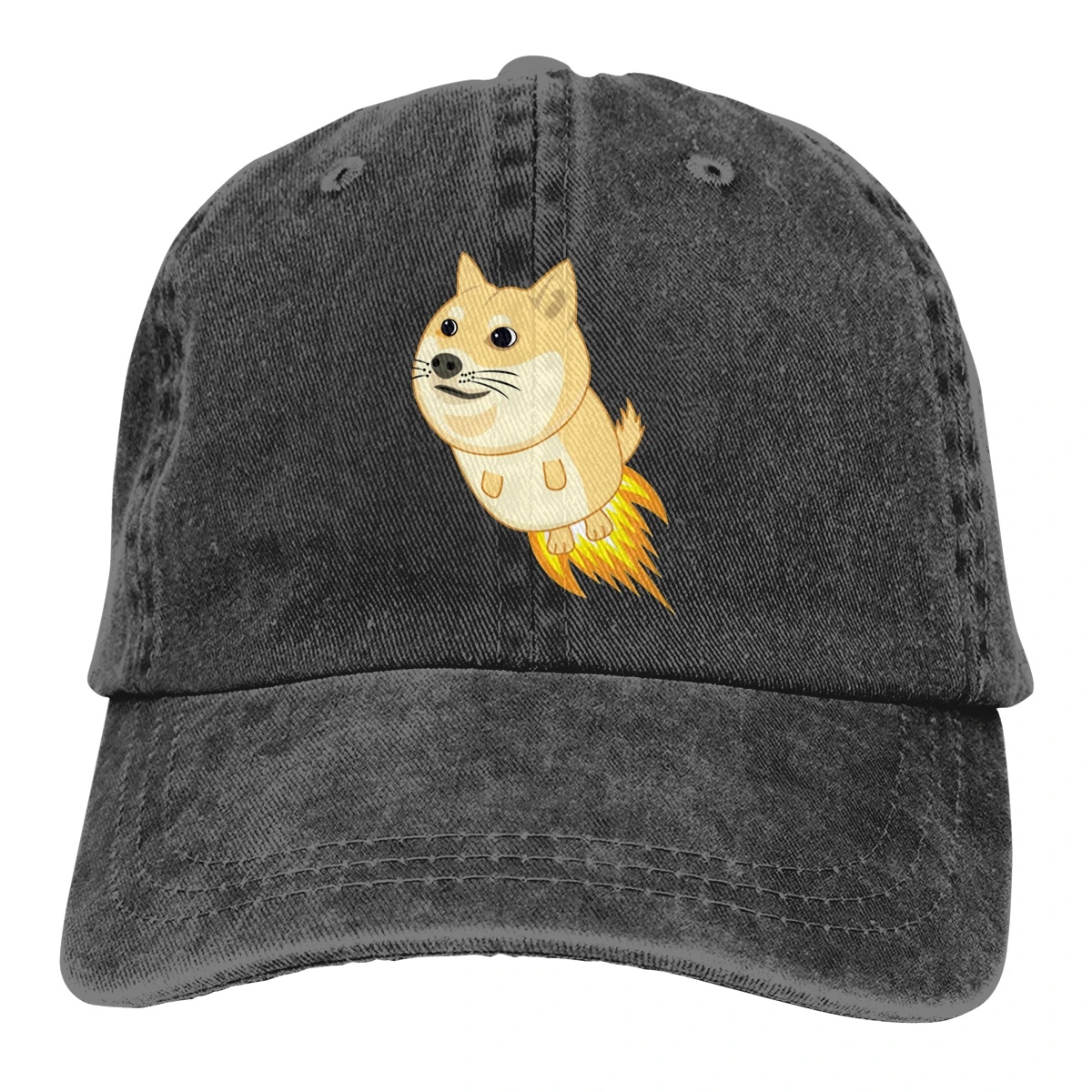 

Adjustable Solid Color Baseball Cap To The Moon Cartoon Washed Cotton Doge Dogecoin Bitcoin Digital Currency Sports Woman Hat