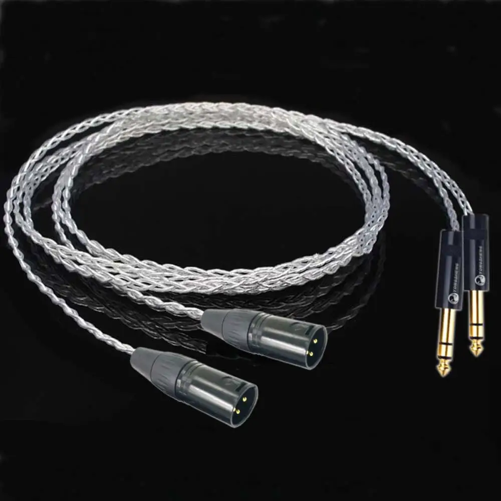 

Hifi 8AG Single Silver Plated 6.35mm Balanced Male to Dual 2x 3pin XLR Balanced Male Audio Adapter Cable