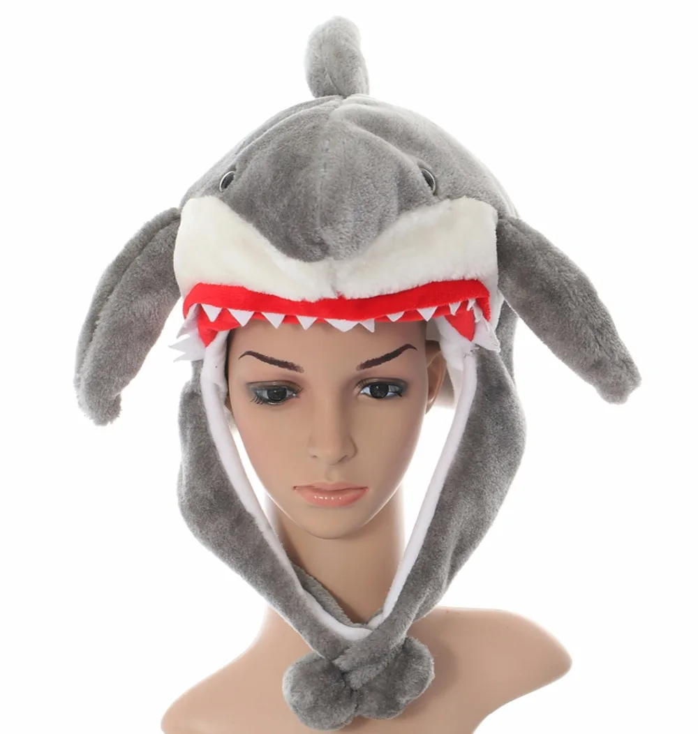 JOYHY Grey Shark Pattern Cute Plush Earflap Animal Hats for Kids Boys Girls Children Halloween Christmas Winter Warm Beanie Caps