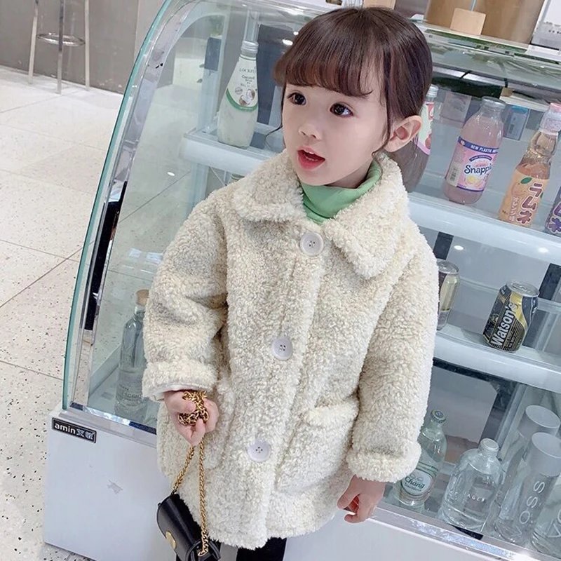 Giacca da bambina in peluche primavera autunno capispalla per bambini moda piccola principessa lana d\'agnello cappotto per ragazze abbigliamento per