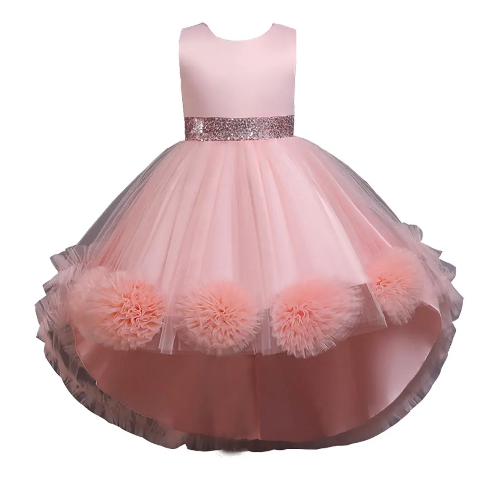 Kids Girl Cake Tutu Flower Dress Children\'s Party Wedding Formal Clothing for Girl Princess First Communion Costume 6 8 10 Years