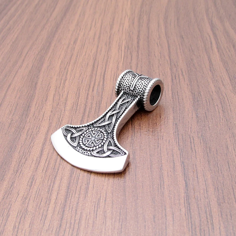Punk 316L Stainless Steel Silver Color Black Viking Warrior Axe  Vegvisir Rune Kolovrat Pendant Jewelry