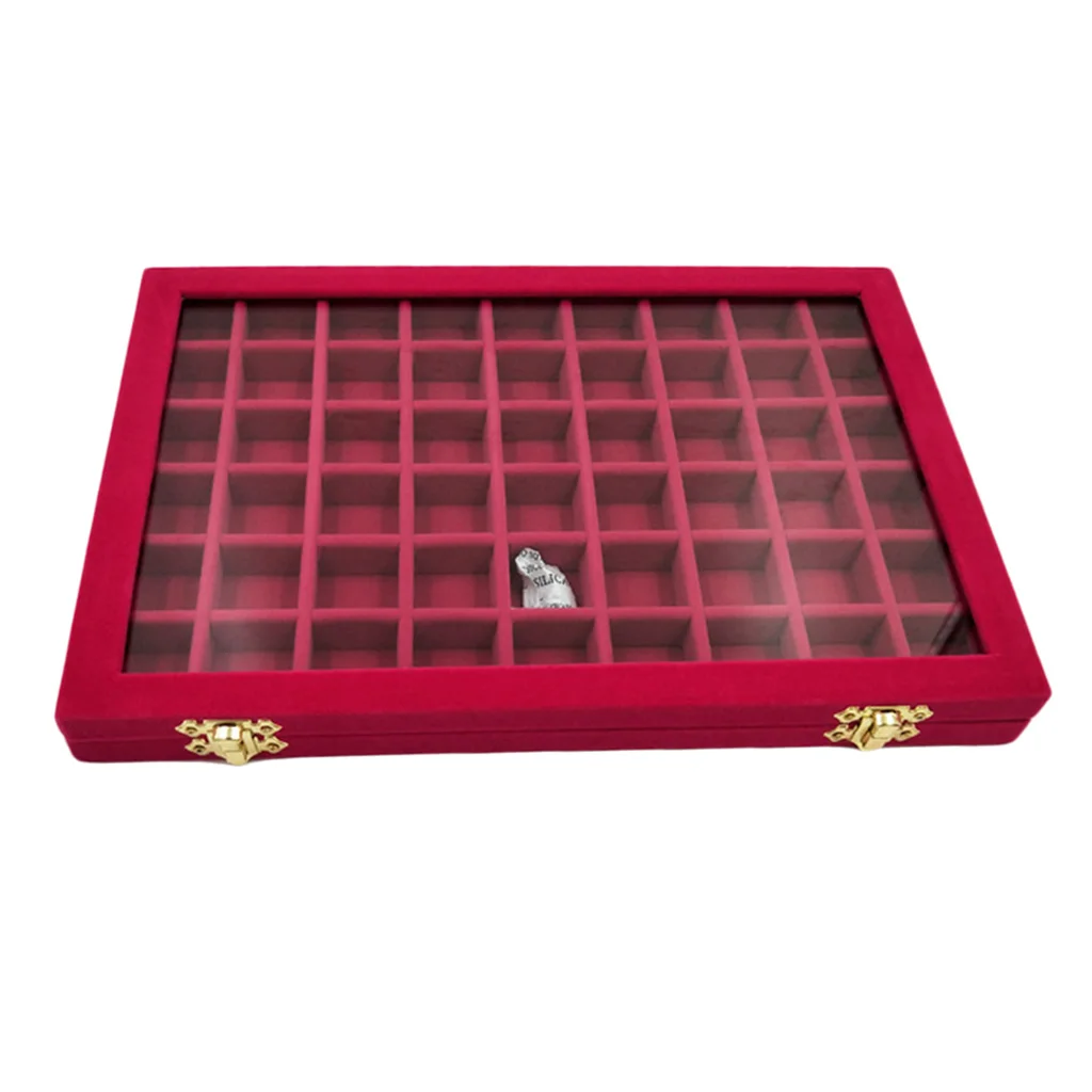 Hout Sieraden Display Tray Diamond Kralen Opslag W/Glazen Deksels Organizer Showcase