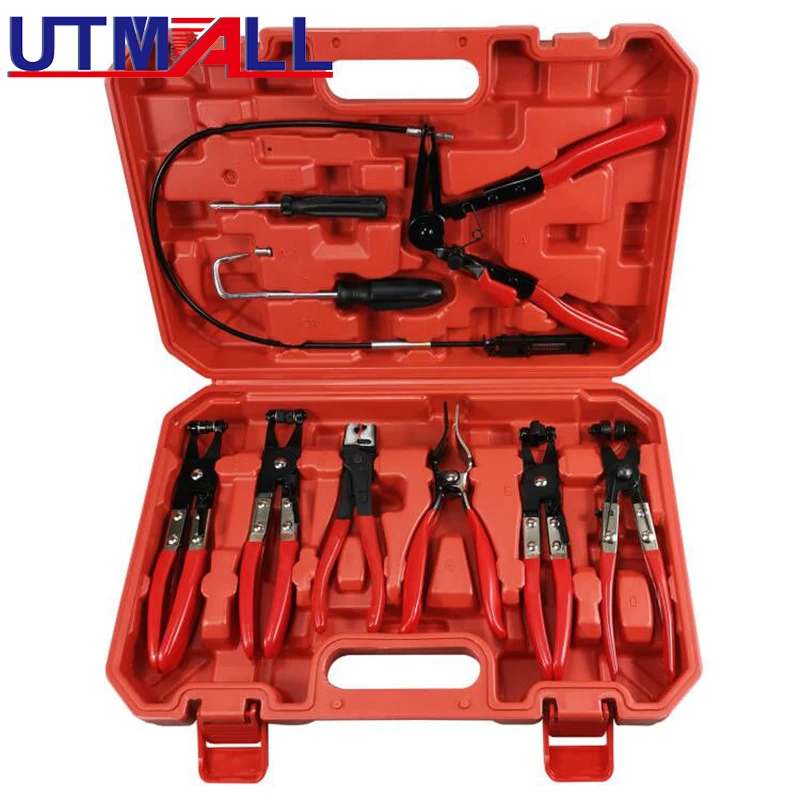 

High Quality 9Pcs Auto Hose Clamp Ring Plier Set Flexible Wire Cable Bend Type Remover Oil Seal Screwdriver Car Repairing Tools