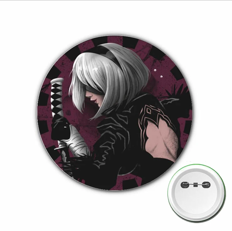 Insignia de Cosplay de juego NieR:Automata 2B, broche de dibujos animados, alfileres para mochilas, bolsas, botones, accesorios de ropa, 3 piezas