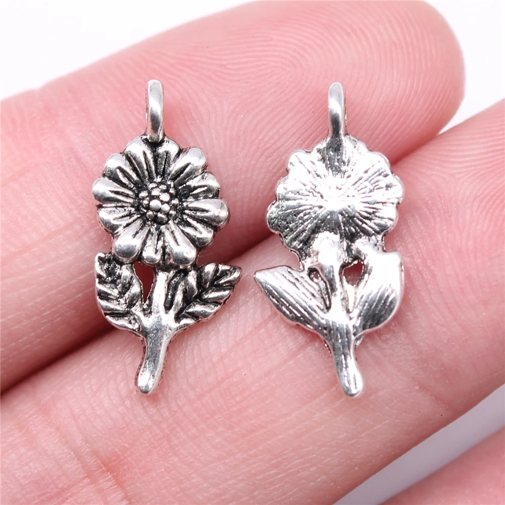 

Wholesale 200pcs/bag Charms Wholesale 21x10mm Flower Charms Wholesale DIY Jewelry Findings Antique Silver Color Alloy Charms