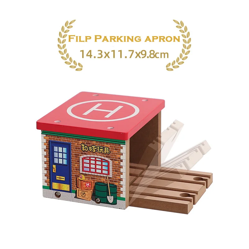 Wooden Railway Track Cave Tunnel Parking Station Accessories Fit for Biro Wood Track Educational Toys for Children Gifts