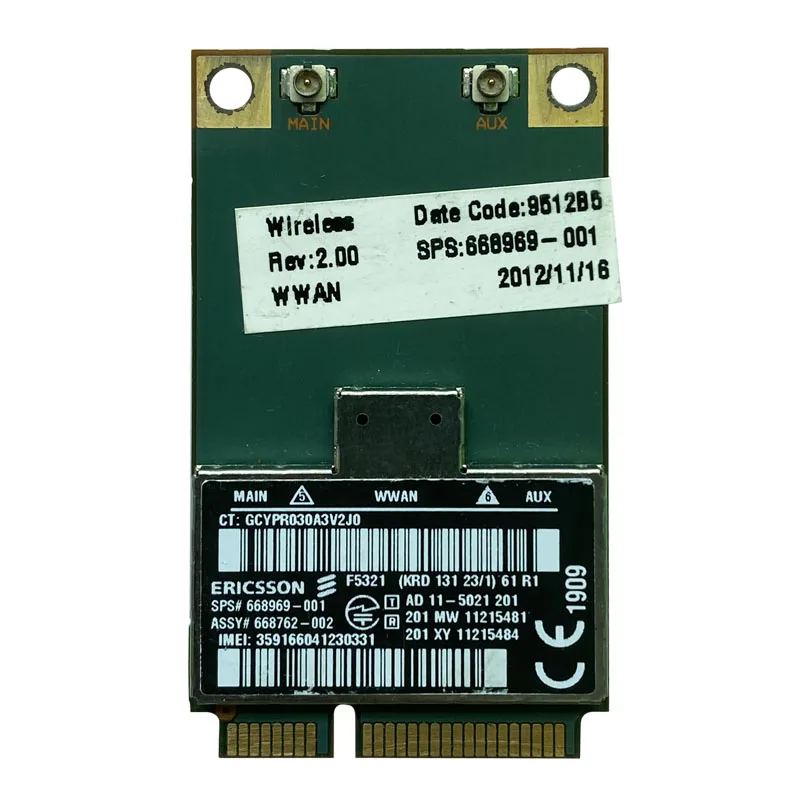 Hs2350エリクソンf5321gw f5321 hspa 3g umts wwan A-GPSミニcie modul neu h4x00aa 668969-001