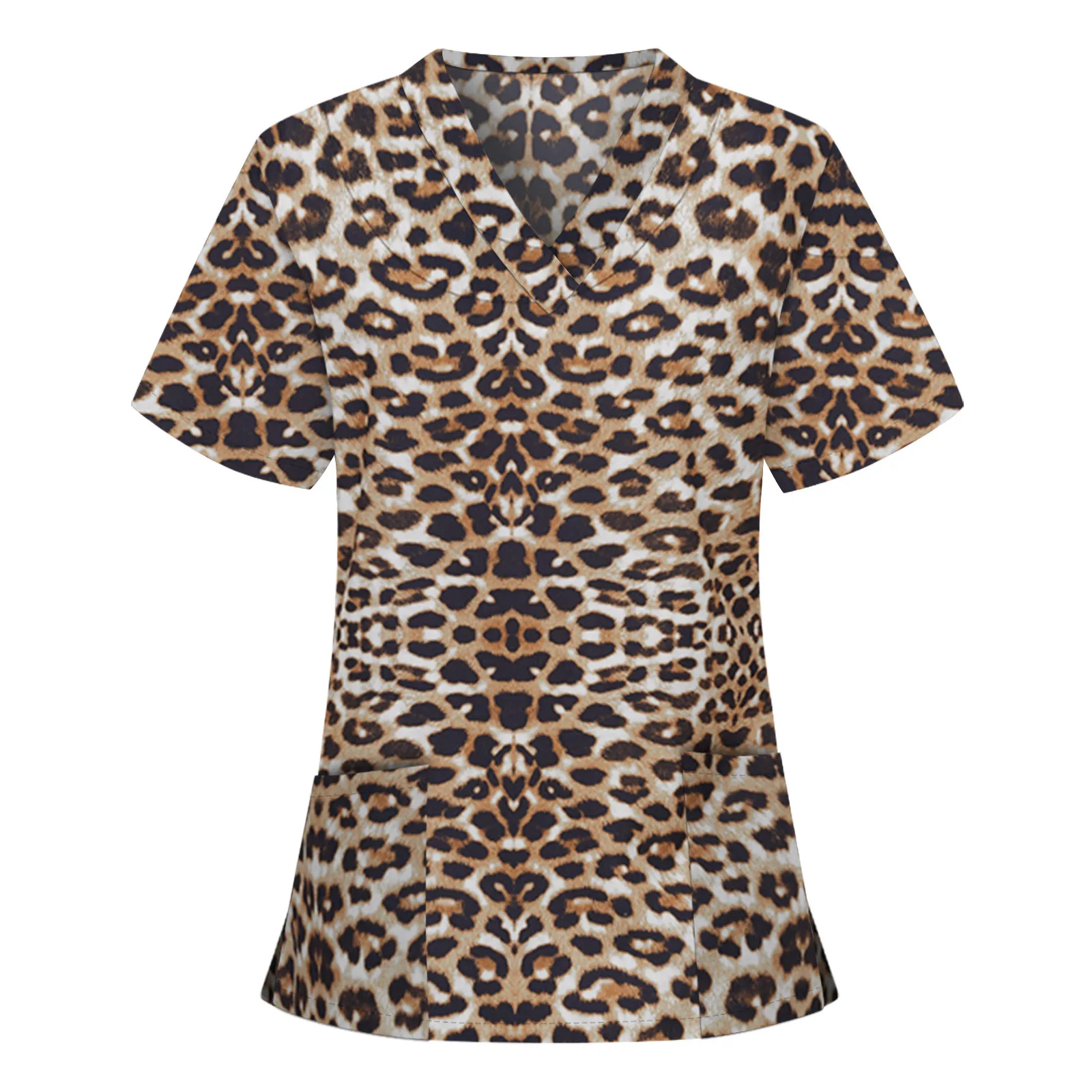 Leopard Print Women Nurse Uniform Scrubs Serpentine Working Uniform Short Sleeve Uniforme Enfermera Mujer V-neck Carer Tops 2022