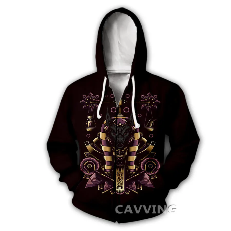 CAVVING 3D Print God Eye of Egypt Pharaoh Anubis Zipper Hoodies Zip Hooded Sweatshirt Harajuku Hoodie Sweatshirt for Men/women