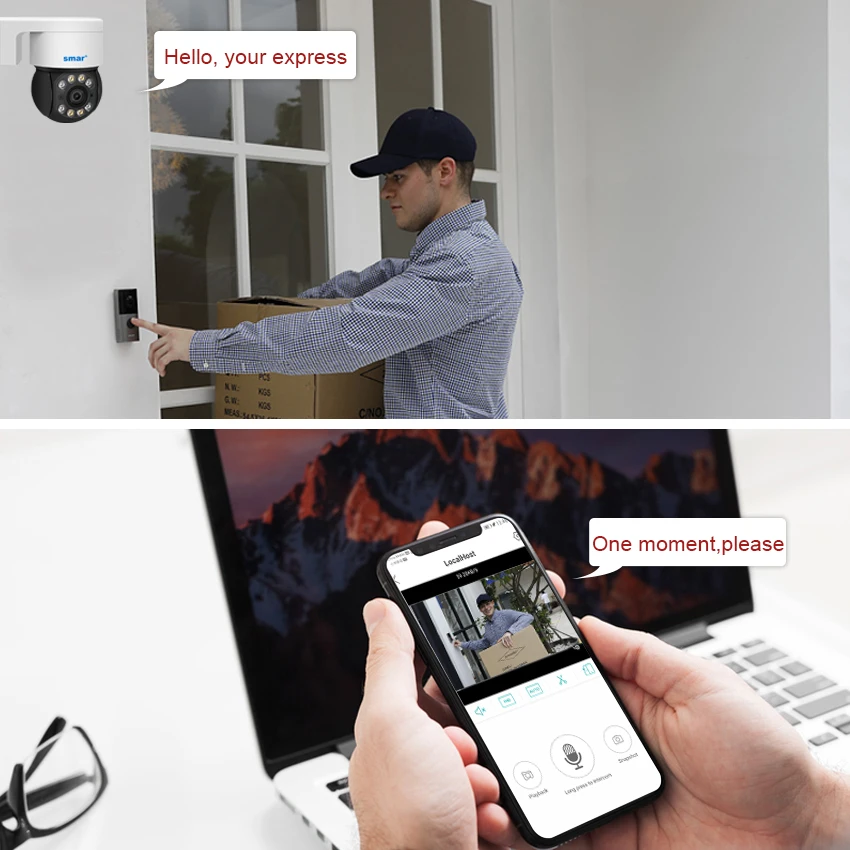 Smar POE PTZ Camera 1080P Outdoor Two Way Audio  AI Human Detect Full Color Night Vision Speed Dome Camera  Home Security