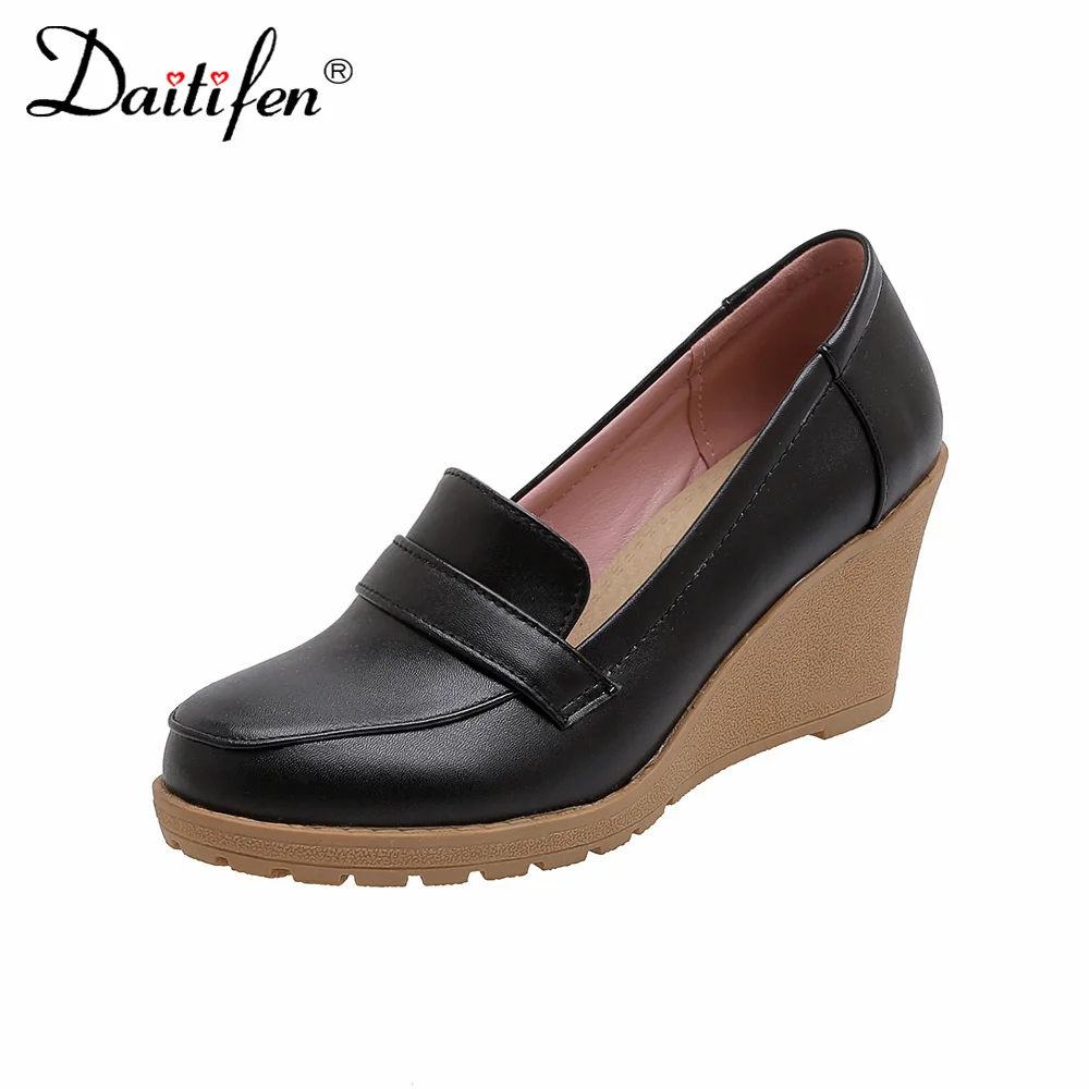 

Daitifen Spring Autumn Shoes Round Toe Shoes Comfortable Women Wedges Pumps Single Shoes Women's Concise Office Lady Shoes