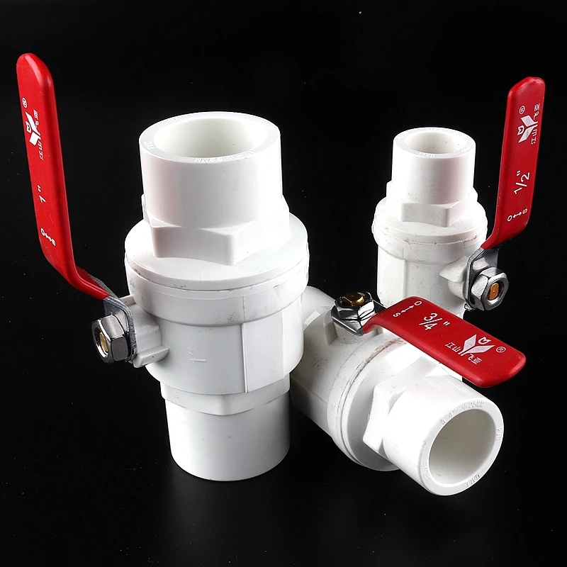 20/25/32/40/50/63/75-110mm I.D Red Non-slip Handle PVC Ball Valve Water Irrigation System Water Shut Off flow controller Valve