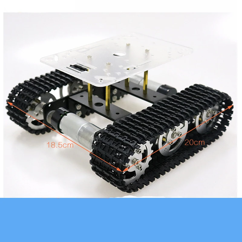 Mini T100 Metal Smart Crawler Robot Tank Chassis High Torque Motor Free Acrylic Panel DIY Compatible With Raspberry Pi / Arduino