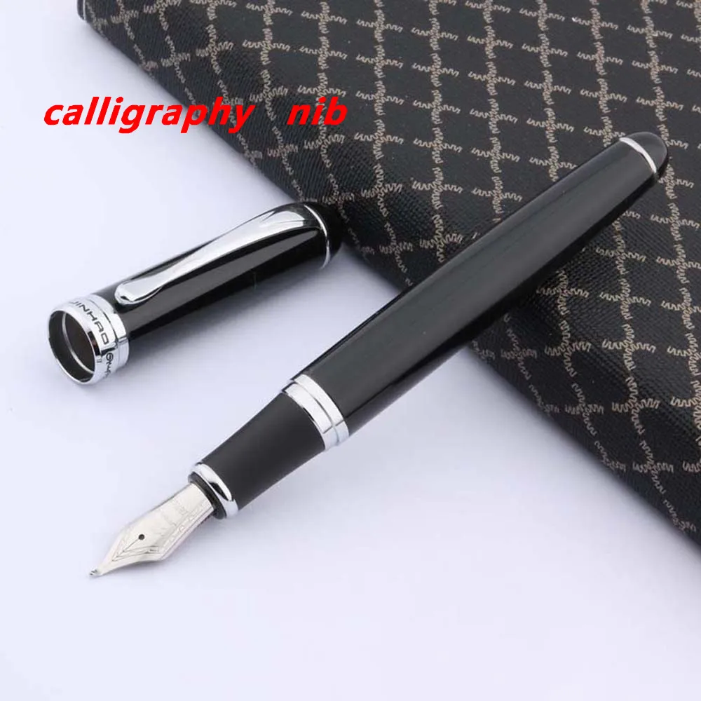 luxury quality Jinhao 750  Black Lacquered With Silver Trim fude Calligraphy Nib Fountain Pen Stationery Office Supplies